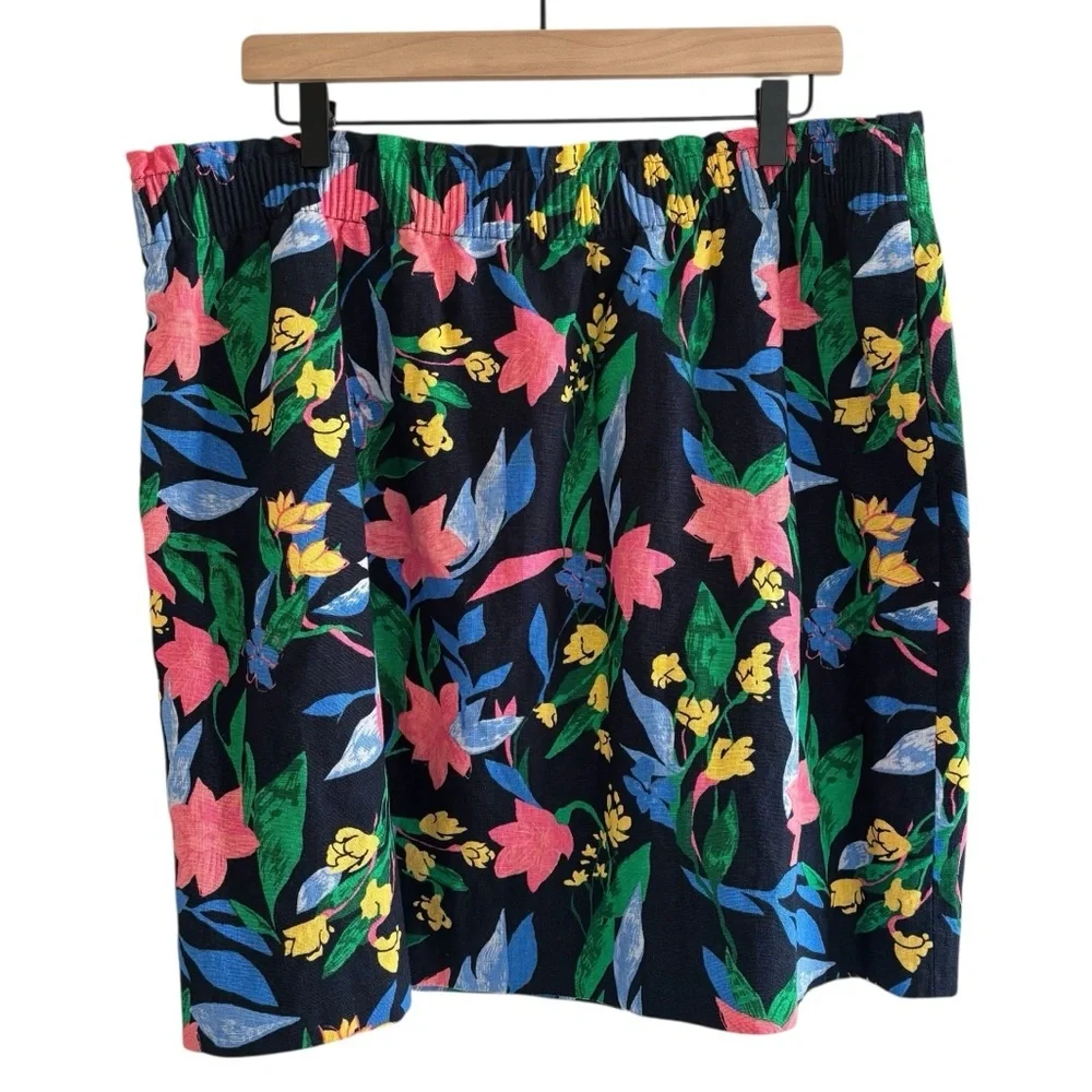 J. Crew Factory Linen Blend Floral Skirt Size 18 Pull-On Tropical Resort